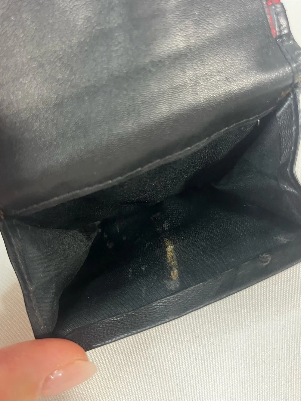 Minimalist Leather Wallet, Black/Red Super Soft!